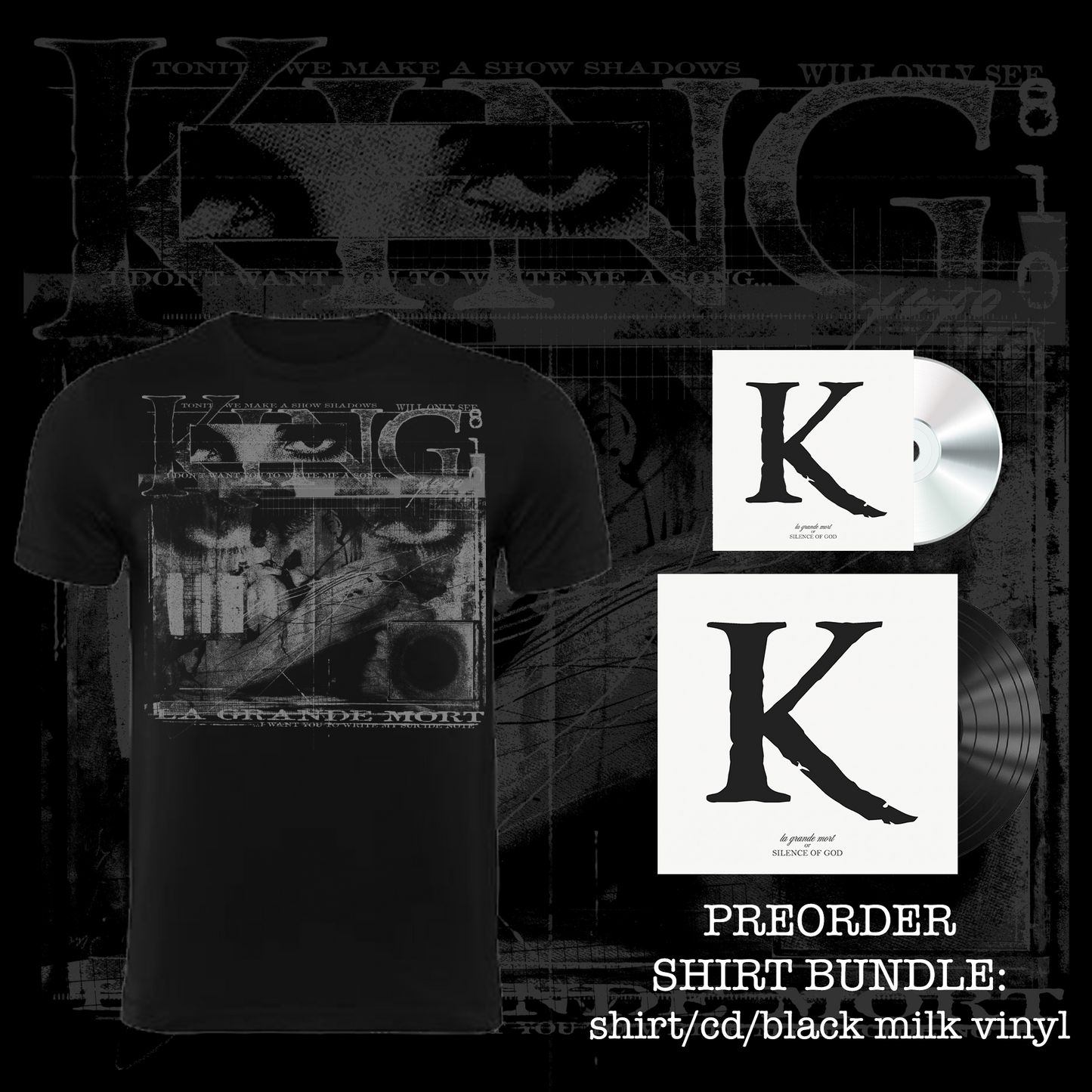K9: La Grande Mort or SILENCE OF GOD T-Shirt bundle LIMITED PRE ORDER (QTY 200)